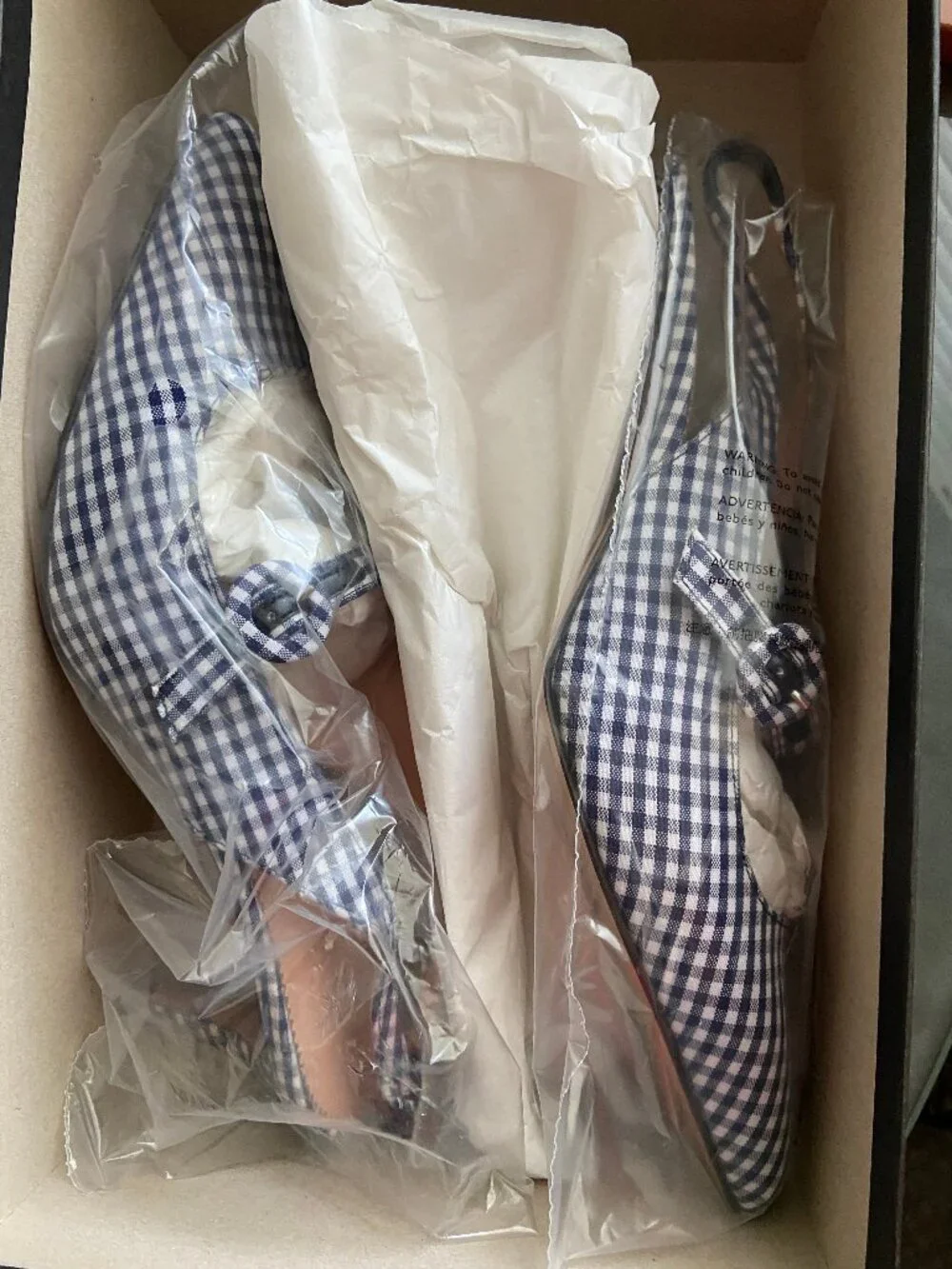 J.Crew Strappy slingback pumps in gingham size 7 NWB
